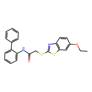 2-[(6-ethoxy-1,3-benzothiazol-2-yl)sulfanyl]-N-(2-phenylphenyl)acetamide structure