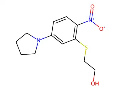 2-(2-Nitro-5-pyrrolidin-1-ylphenyl)sulfanylethanol structure