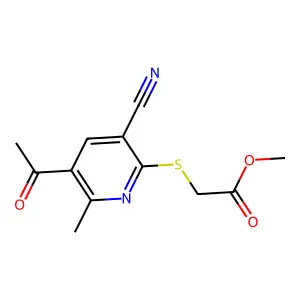 Methyl [(5-acetyl-3-cyano-6-methylpyridin-2-yl)sulfanyl]acetate structure