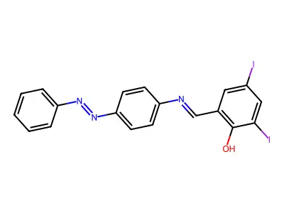 Phenol, 2,4-diiodo-6-[[[4-(2-phenyldiazenyl)phenyl]imino]methyl]- structure