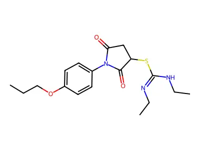2,5-dioxo-1-(4-propoxyphenyl)-3-pyrrolidinyl N,N'-diethylimidothiocarbamate structure