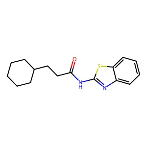 N-(1,3-benzothiazol-2-yl)-3-cyclohexylpropanamide structure