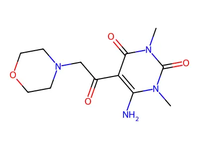 6-Amino-1,3-dimethyl-5-(2-morpholin-4-ylacetyl)pyrimidine-2,4-dione structure