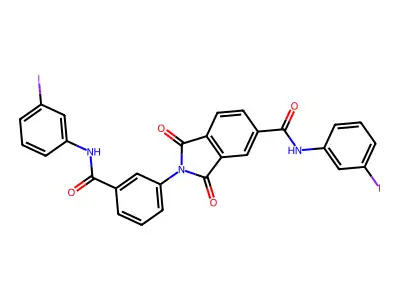 2-{3-[(3-iodoanilino)carbonyl]phenyl}-N-(3-iodophenyl)-1,3-dioxo-5-isoindolinecarboxamide structure