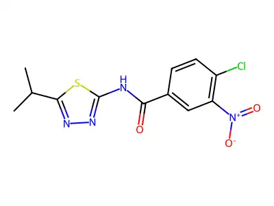 4-chloro-N-(5-isopropyl-1,3,4-thiadiazol-2-yl)-3-nitrobenzamide structure