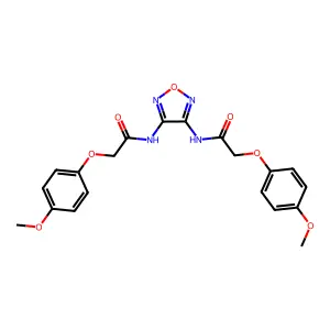 N,N'-1,2,5-oxadiazole-3,4-diylbis[2-(4-methoxyphenoxy)acetamide] structure