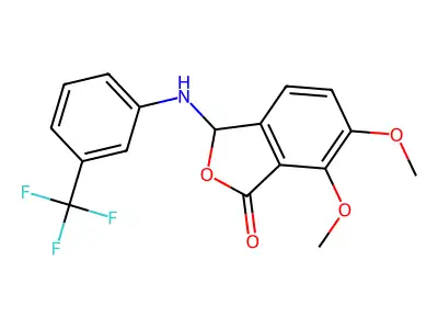 6,7-dimethoxy-3-{[3-(trifluoromethyl)phenyl]amino}-2-benzofuran-1(3H)-one structure
