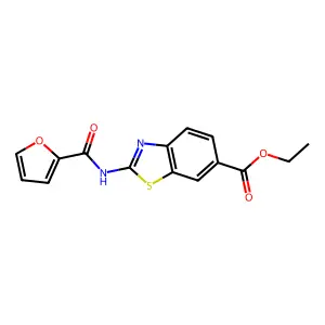 2-[(Furan-2-carbonyl)-amino]-benzothiazole-6-carboxylic acid ethyl ester structure