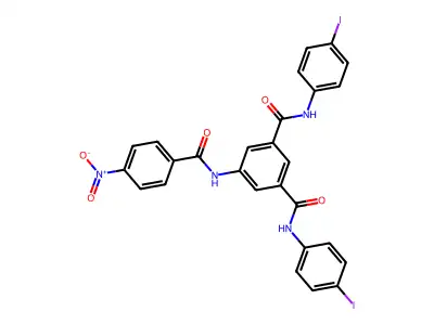 1-N,3-N-bis(4-iodophenyl)-5-[(4-nitrobenzoyl)amino]benzene-1,3-dicarboxamide structure