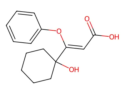 (Z)-3-(1-hydroxycyclohexyl)-3-phenoxyacrylic acid structure