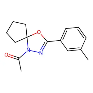 1-[3-(3-Methylphenyl)-4-oxa-1,2-diazaspiro[4.4]non-2-en-1-yl]ethanone structure