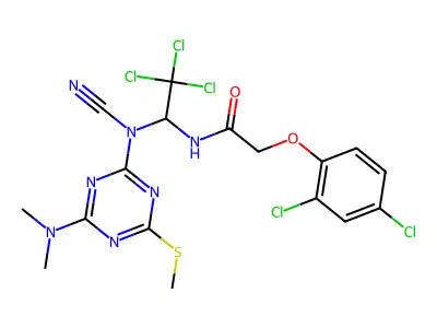 2-(2,4-Dichlorophenoxy)-N-[2,2,2-trichloro-1-[cyano[4-(dimethylamino)-6-(methylthio)-1,3,5-triazin-2-yl]amino]ethyl]acetamide structure