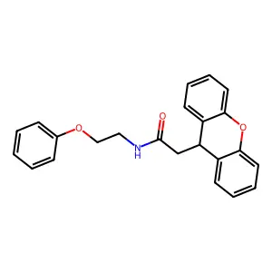 N-(2-phenoxyethyl)-2-(9H-xanthen-9-yl)acetamide structure
