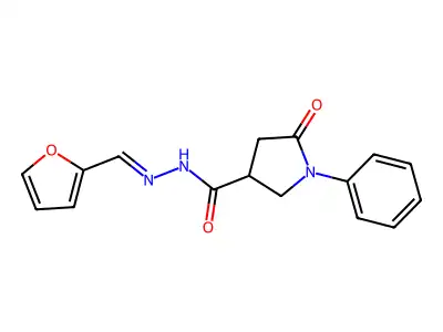 N-[(E)-furan-2-ylmethylideneamino]-5-oxo-1-phenylpyrrolidine-3-carboxamide structure