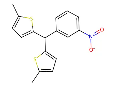 2-Methyl-5-[(5-methylthiophen-2-yl)-(3-nitrophenyl)methyl]thiophene structure