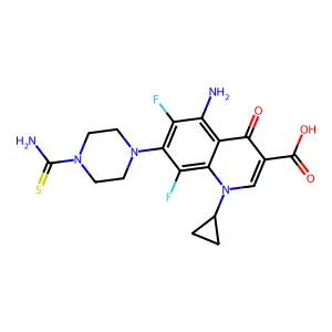 5-amino-7-(4-carbamothioylpiperazin-1-yl)-1-cyclopropyl-6,8-difluoro-4-oxo-1,4-dihydroquinoline-3-carboxylic acid structure