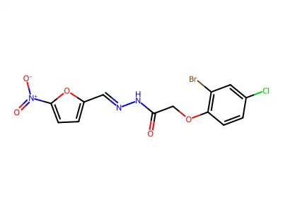 2-(2-bromo-4-chlorophenoxy)-N'-[(E)-(5-nitrofuran-2-yl)methylidene]acetohydrazide structure