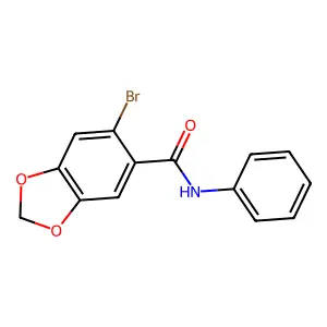 6-bromo-N-phenyl-1,3-benzodioxole-5-carboxamide structure