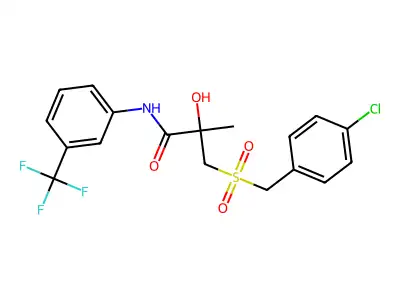 3-[(4-chlorobenzyl)sulfonyl]-2-hydroxy-2-methyl-N-[3-(trifluoromethyl)phenyl]propanamide structure