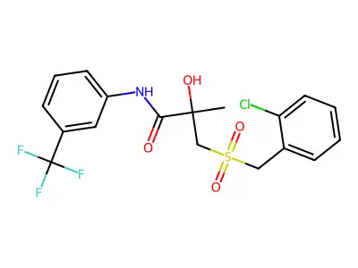 3-[(2-chlorobenzyl)sulfonyl]-2-hydroxy-2-methyl-N-[3-(trifluoromethyl)phenyl]propanamide structure