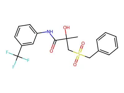 3-(benzylsulfonyl)-2-hydroxy-2-methyl-N-[3-(trifluoromethyl)phenyl]propanamide structure
