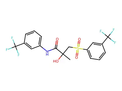 2-hydroxy-2-methyl-N-[3-(trifluoromethyl)phenyl]-3-{[3-(trifluoromethyl)phenyl]sulfonyl}propanamide structure
