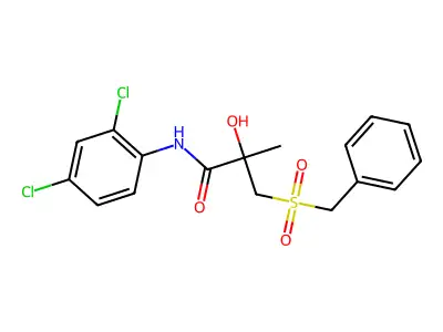 3-(benzylsulfonyl)-N-(2,4-dichlorophenyl)-2-hydroxy-2-methylpropanamide structure