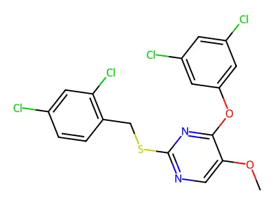 2-[(2,4-Dichlorobenzyl)sulfanyl]-4-(3,5-dichlorophenoxy)-5-methoxypyrimidine structure