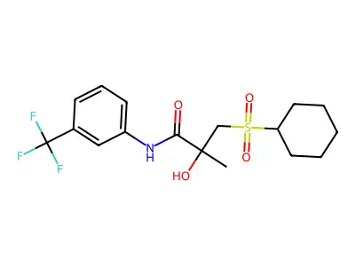 3-cyclohexylsulfonyl-2-hydroxy-2-methyl-N-[3-(trifluoromethyl)phenyl]propanamide structure