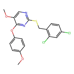 2-[(2,4-Dichlorobenzyl)sulfanyl]-5-methoxy-4-(4-methoxyphenoxy)pyrimidine structure
