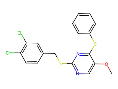 2-[(3,4-Dichlorobenzyl)sulfanyl]-5-methoxy-4-(phenylsulfanyl)pyrimidine structure