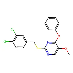 2-[(3,4-Dichlorobenzyl)sulfanyl]-5-methoxy-4-phenoxypyrimidine structure
