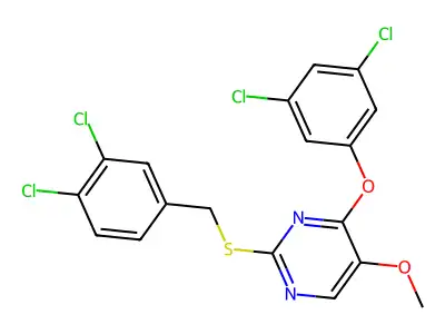 2-[(3,4-Dichlorobenzyl)sulfanyl]-4-(3,5-dichlorophenoxy)-5-methoxypyrimidine structure