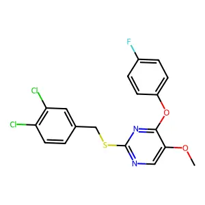 2-[(3,4-Dichlorobenzyl)sulfanyl]-4-(4-fluorophenoxy)-5-methoxypyrimidine structure