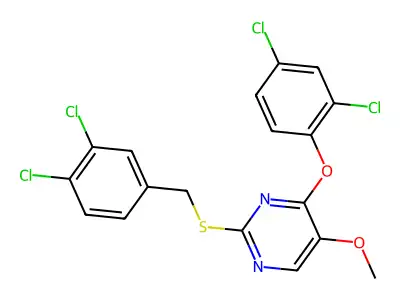 2-[(3,4-Dichlorobenzyl)sulfanyl]-4-(2,4-dichlorophenoxy)-5-methoxypyrimidine structure