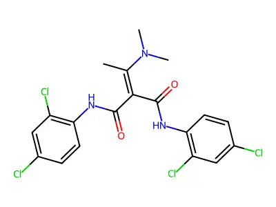 N,N'-bis(2,4-dichlorophenyl)-2-[1-(dimethylamino)ethylidene]propanediamide structure