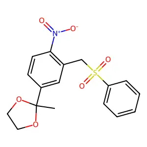 2-Methyl-2-{4-nitro-3-[(phenylsulfonyl)methyl]phenyl}-1,3-dioxolane structure