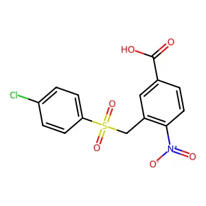 3-{[(4-Chlorophenyl)sulfonyl]methyl}-4-nitrobenzenecarboxylic acid structure