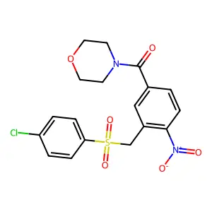 (3-(((4-Chlorophenyl)sulfonyl)methyl)-4-nitrophenyl)(morpholino)methanone structure