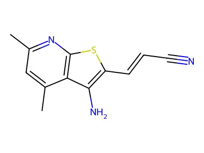 3-{3-Amino-4,6-dimethylthieno[2,3-b]pyridin-2-yl}prop-2-enenitrile structure