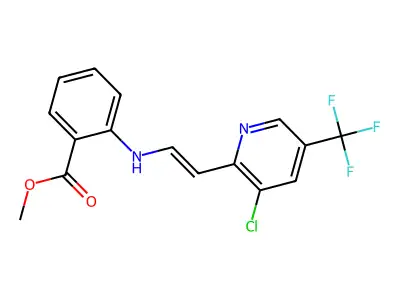Methyl 2-[2-[3-chloro-5-(trifluoromethyl)-2-pyridinyl]ethenylamino]benzoate structure