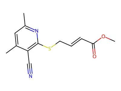 Methyl 4-[(3-cyano-4,6-dimethyl-2-pyridinyl)sulfanyl]but-2-enoate structure