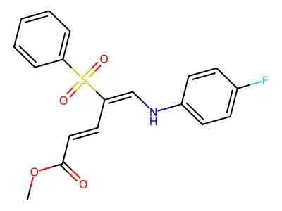 Methyl 4-(benzenesulfonyl)-5-(4-fluoroanilino)penta-2,4-dienoate structure