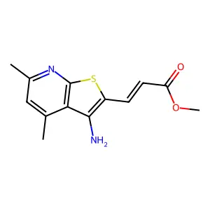 Methyl 3-(3-amino-4,6-dimethylthieno[2,3-b]pyridin-2-yl)prop-2-enoate structure