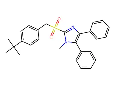 2-{[4-(tert-butyl)benzyl]sulfonyl}-1-methyl-4,5-diphenyl-1H-imidazole structure
