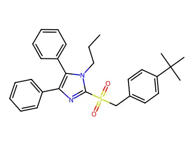 2-{[4-(tert-butyl)benzyl]sulfonyl}-4,5-diphenyl-1-propyl-1H-imidazole structure