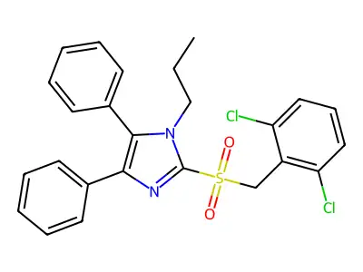 2-[(2,6-dichlorobenzyl)sulfonyl]-4,5-diphenyl-1-propyl-1H-imidazole structure