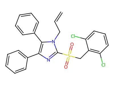 1-allyl-2-[(2,6-dichlorobenzyl)sulfonyl]-4,5-diphenyl-1H-imidazole structure