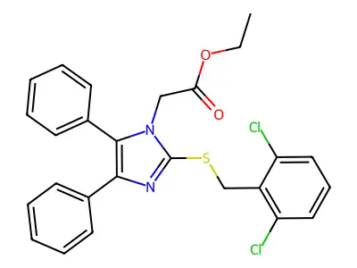 ethyl 2-{2-[(2,6-dichlorobenzyl)sulfanyl]-4,5-diphenyl-1H-imidazol-1-yl}acetate structure