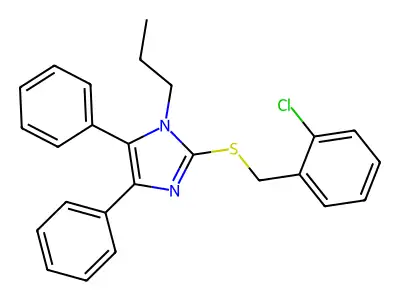2-chlorobenzyl 4,5-diphenyl-1-propyl-1H-imidazol-2-yl sulfide structure